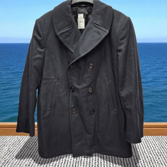 DSCP by Sterlingwear US Navy Quarterdeck Peacoat  Mens 48L 100% Wool Black VTG - Picture 1 of 10